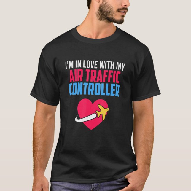 Camiseta Amor Com Avião Aéreo Controlador De Tráfego Aéreo (Frente)