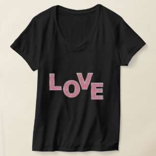 Camiseta Amor com brilho rosa