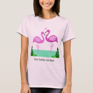 Camiseta Amor com Flamingo de Texto Personalizado