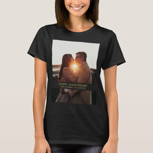 Camiseta Amor com foto do aniversário moderno (Frente)