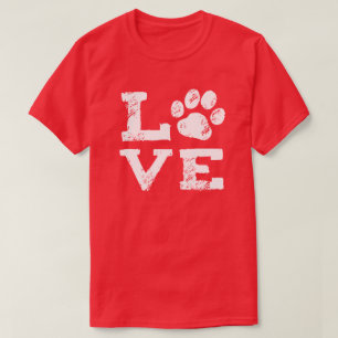 Camiseta AMOR com Marca de Pata de Cachorro