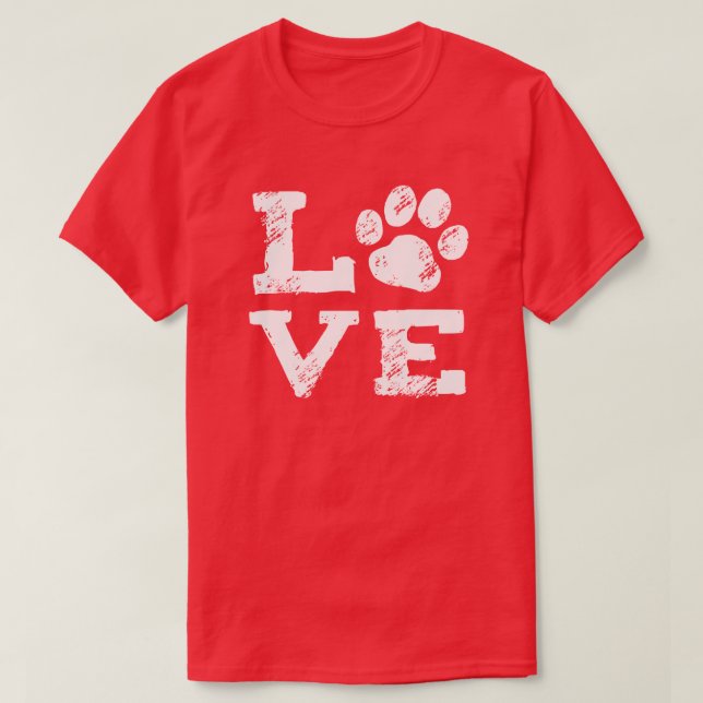 Camiseta AMOR com Marca de Pata de Cachorro (Frente do Design)