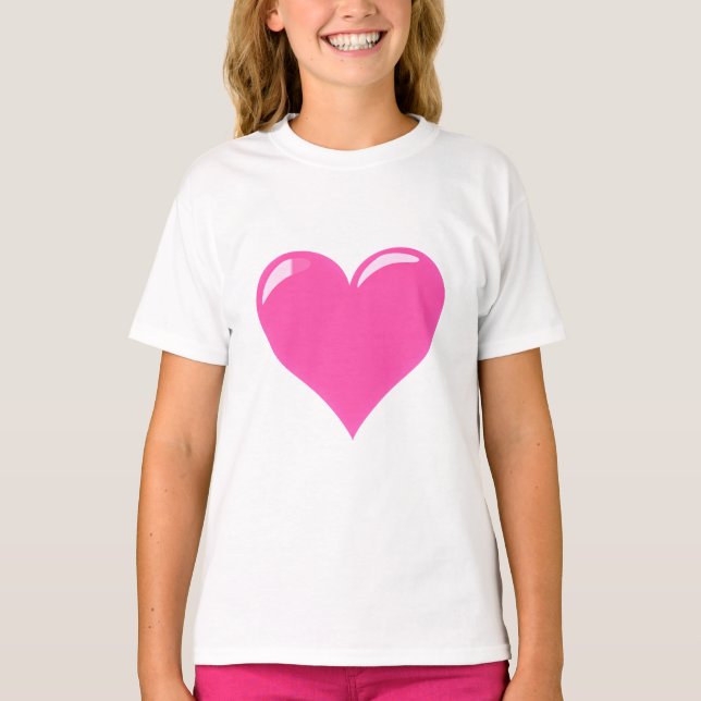 Camiseta Amor com T-Shirt de Coração Rosa (Frente)