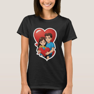 Camiseta Amor com um Coração" ou "Crianças Compartilhando u