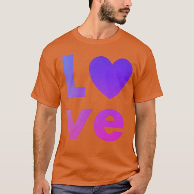 Camiseta Amor com um coração roxo engraçado (Frente)