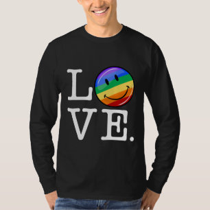 Camiseta Amor com um gay feliz LGBT da bandeira do