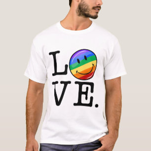 Camiseta Amor com um gay feliz LGBT da bandeira do