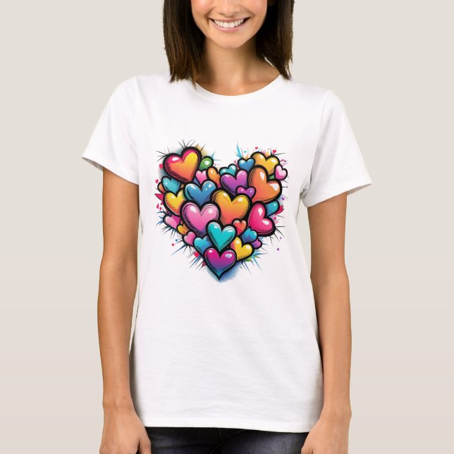 Camiseta 🎉 💘 amor com uma Pop de estilo 🌟 💓 (Frente)