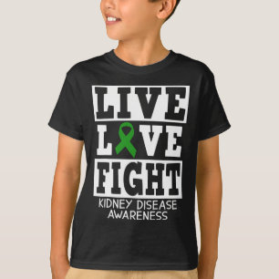 Camiseta Amor Combater a Consciência da Doença Renal Verde