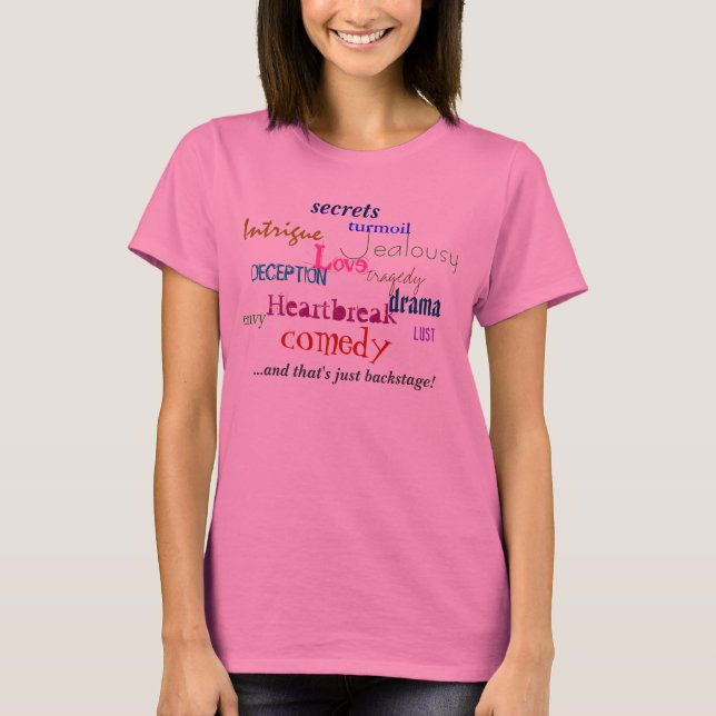 Camiseta Amor, comédia, inveja, intriga, DECEPÇÃO, ele… (Frente)