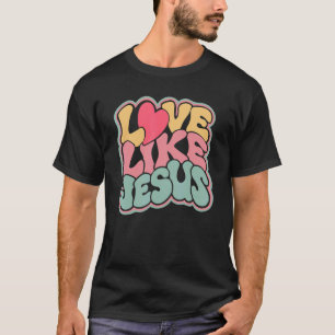 Camiseta Amor Como Jesus Católico Positivo Préppy Retro Chr