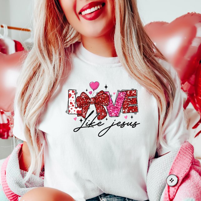 Camiseta AMOR Como Jesus, DEUS Glitter (Criador carregado)