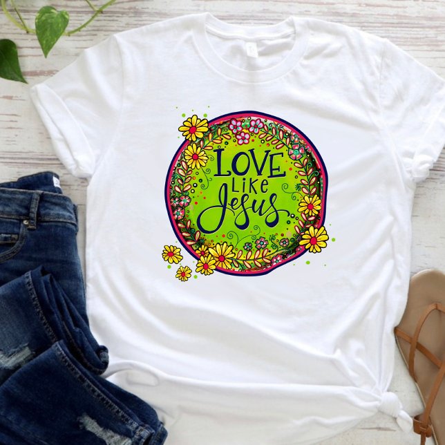 Camiseta Amor como Jesus Diversão Inspirividade Floral Cami (Criador carregado)