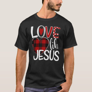 Camiseta Amor Como Jesus Heart Buffalo Xadrez Engraçado Val