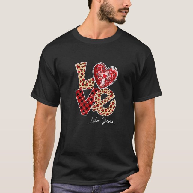 Camiseta Amor Como Jesus Namorados Cristãos Xadrez Buffalo (Frente)
