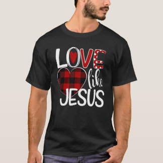 Camiseta Amor Como Jesus Plaid de Búfalo Coração
