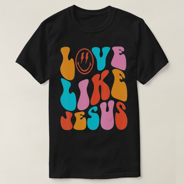 Camiseta Amor Como Jesus, Preguiçoso Católico, Retro Chr (Frente do Design)