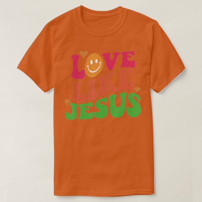 Camiseta Amor Como Jesus, Preguiçoso Católico, Retro Chr (Frente do Design)