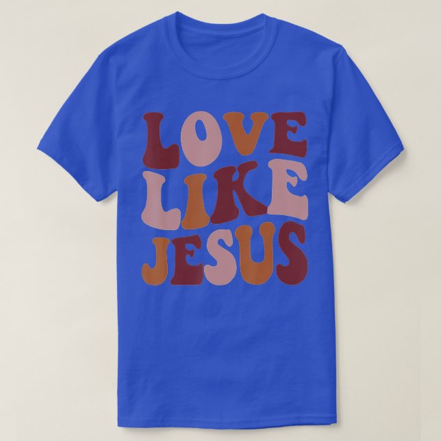 Camiseta Amor Como Jesus, Preguiçoso Católico, Retro Chr (Frente do Design)