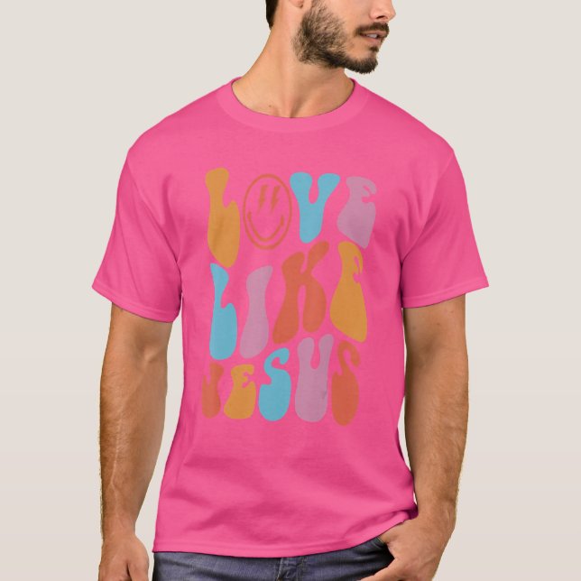 Camiseta Amor Como Jesus Tendência Rosto Retro (Frente)
