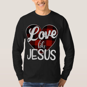 Camiseta Amor Como Jesus Xadrez Vermelha Buffalo Heart