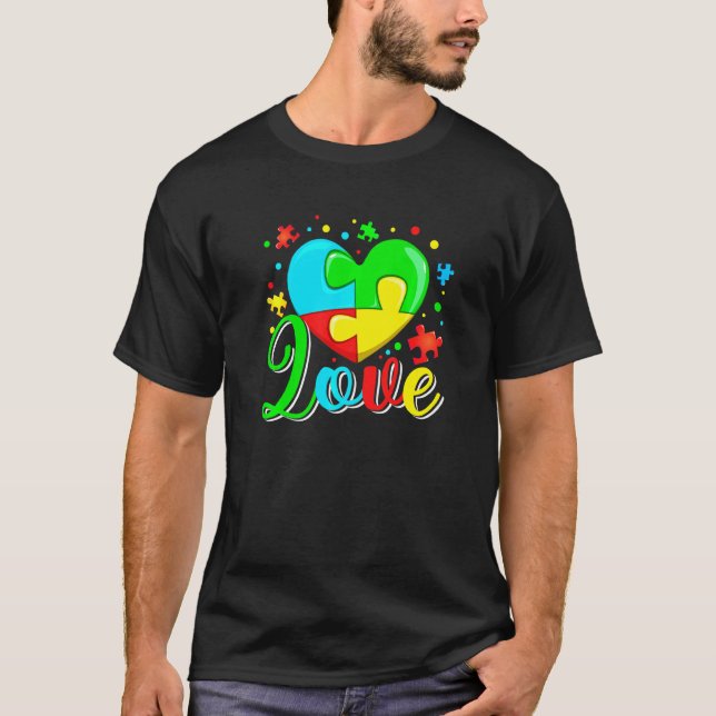 Camiseta Amor Conscientização do Autismo Quebra-Cabeça Cora (Frente)
