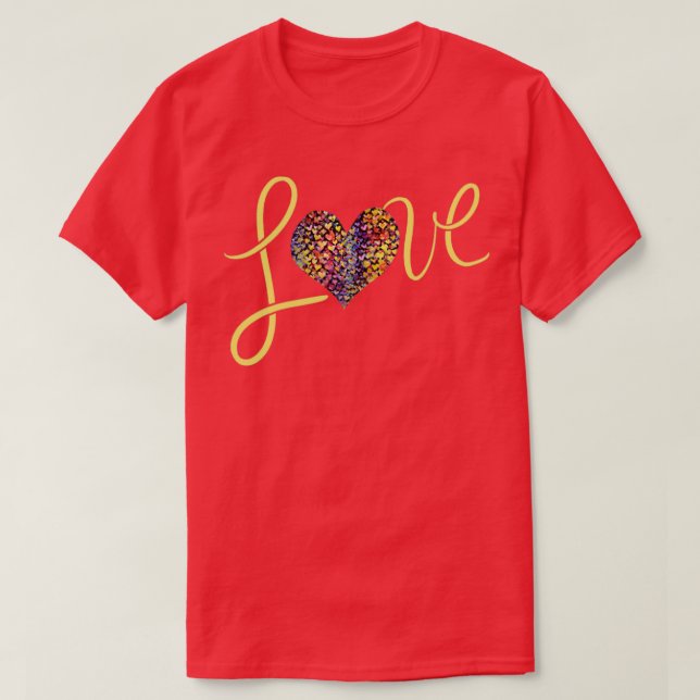 Camiseta AMOR coração arco-íris (Frente do Design)
