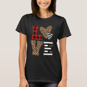 Camiseta Amor Coração Leopardo Buffalo Vermelho Xadrez Vale
