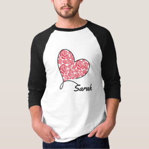 Camiseta Amor Coração & Rosas - Personalizado