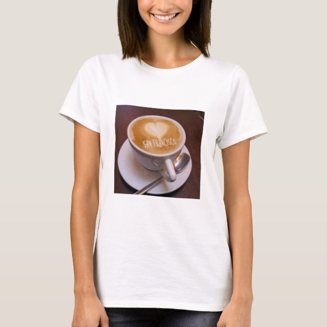 Camiseta Amor Coração São Francisco Cappuccino Café Xícara (Frente)