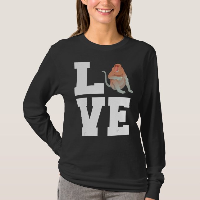Camiseta Amor Cores Castanhos Vermelhas Proboscy Macaco (Frente)