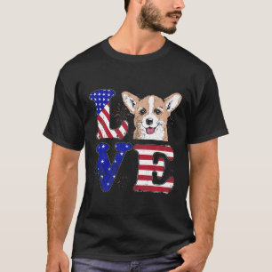 Camiseta Amor Corgi Bandeira Americana Patriótica 4 De Julh