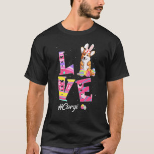 Camiseta Amor Corgi de Páscoa Orelhas de Coelho Cachorro