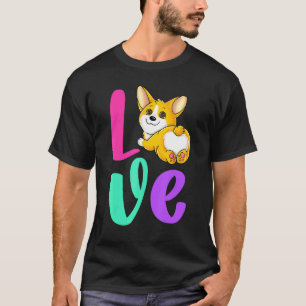 Camiseta Amor Corgi Retro Rosa Verde-água Roxo Cachorro Mul