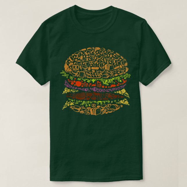 Camiseta Amor Cozinhar Engraçado Hamburger (Frente do Design)