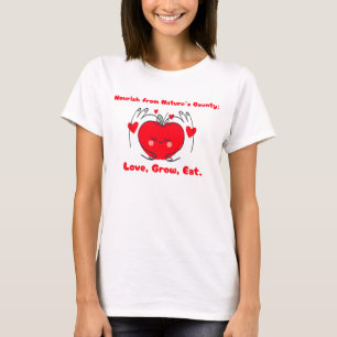 Camiseta Amor, Crescer, Comer Jardinagem De Comidas.
