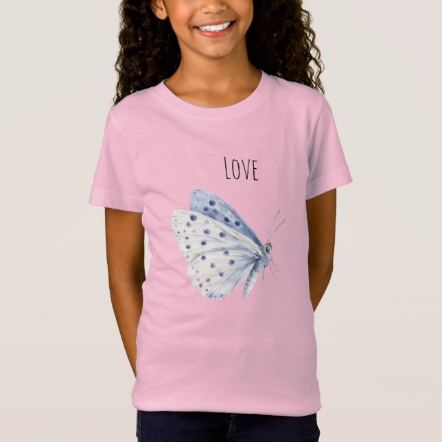 Camiseta Amor da Borboleta Branca Roxa (Frente)