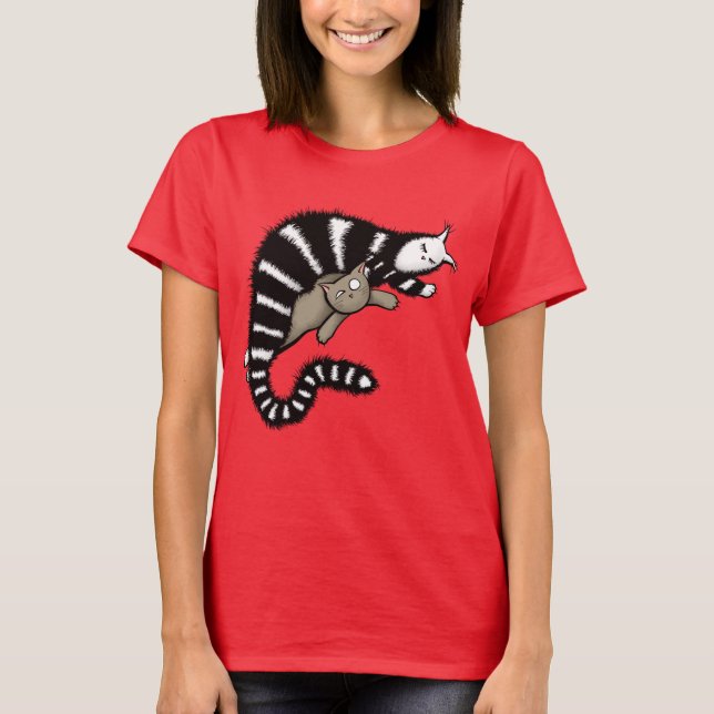 Camiseta Amor da família da mãe de gato bonito (Frente)
