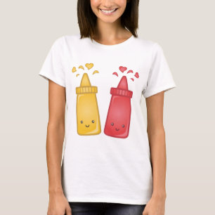 Camiseta Amor da mostarda e da ketchup de Kawaii