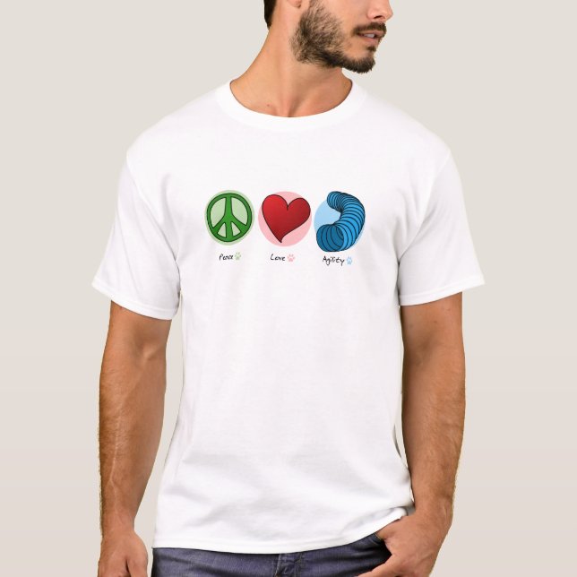 Camiseta Amor da paz & t-shirt da agilidade do cão (Frente)