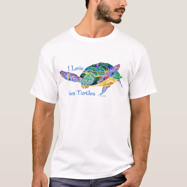 Camiseta Amor da tartaruga de mar uma tartaruga (Frente)