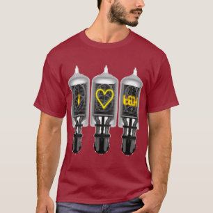 Camiseta Amor da tecnologia do tubo de Nixie