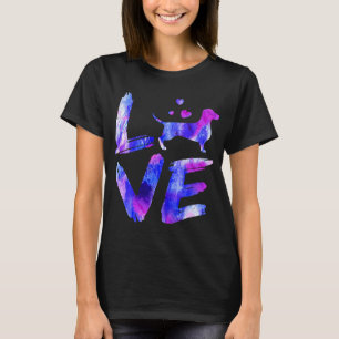 Camiseta Amor Daschund Doxie Weiner Watercolor Blue Cog Mãe