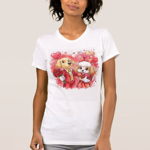 Camiseta Amor de Cachorrinho de São Valentim PNG Golden Ret