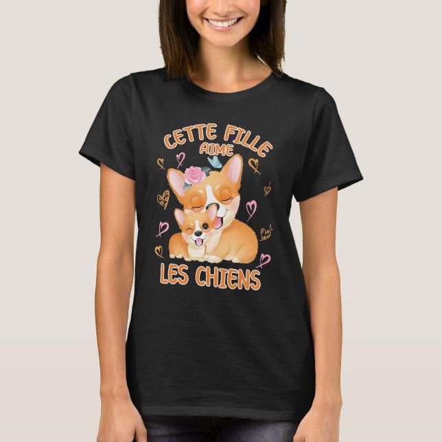 Camiseta Amor de Cachorro Mãe Corgi e Bebê Juventude (Frente)