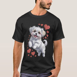 Camiseta Amor de Cachorro Maltês Coração Dia dos Namorados