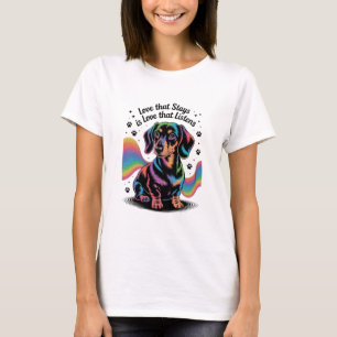 Camiseta Amor de Dachshund que Fica é Amor que Escuta