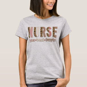 Camiseta Amor de Enfermeira Leopardo Cura Inspirar
