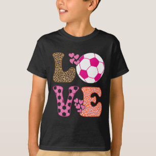 Camiseta Amor de Futebol Fofo Com Corações e Impressão de L