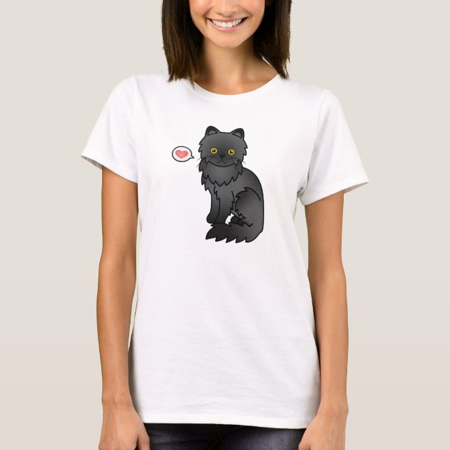 Camiseta Amor de Gato Persa Preto (Frente)